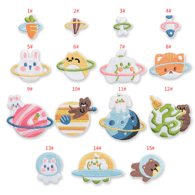 Wholesale Computer embroidery animal planet cartoon embroidery patch